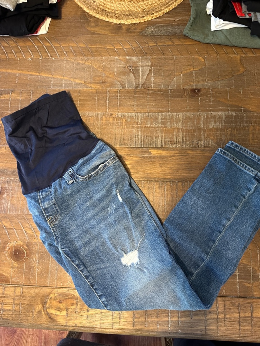 GAP Maternity Skinny Jeans in Medium Blue with Navy Panel